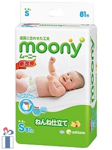 Moony (Муни) японские подгузники Размер S (4-8 кг) 81 шт