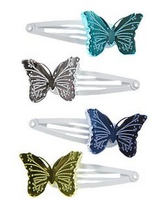 Metallic Butterfly Snap Clip Four-Pack