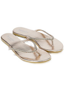 DIAMANTE TRIM LEATHER FLIPFLOPS