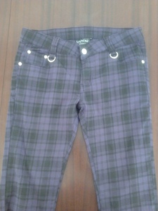 Purple tartan stretch jeans