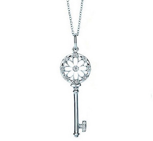 Tiffany Keys® Floral key pendant with diamond