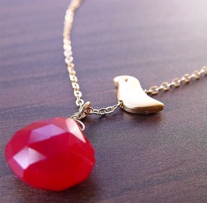 Sweet Baby Bird 14k Gold Red Ruby Necklace