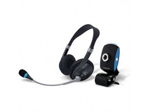 Комплект вебкамера + гарнитура Canyon CNR-CP3G 1.3mpx USB, Black/Blue, Retail CNR-CP3G