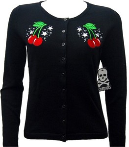 Cherry Cardigan Rockabilly Tattoo Pin Up Punk Retro 50s