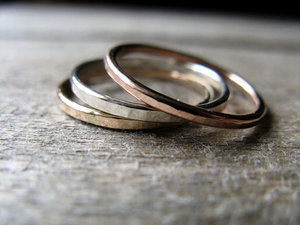 Sterling silver rose gold yellow gold stack rings