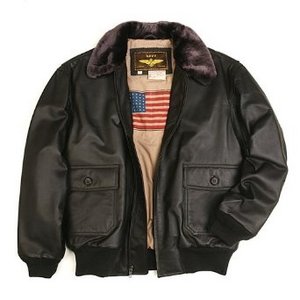 Men's Navy G-1 Flight Leather Bomber Jacket