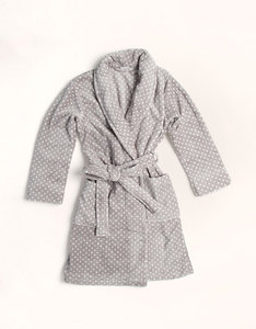 Oysho Fleece polka dot dressing gown