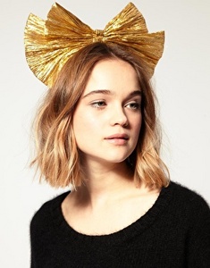 Johnny Loves Rosie Gold Oversized Double Bow Headband