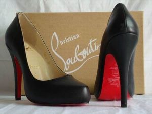 Black high heels with red base