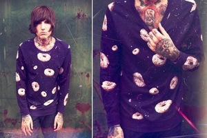 drop dead sweater with donuts