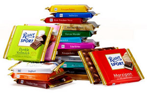 Много разных шоколадок Ritter sport