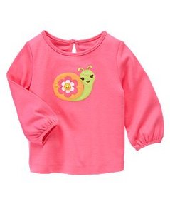 Flower Button Snail Long Sleeve Tee