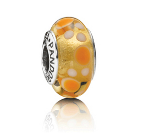 BEAD MURANO GLASS YELLOW BUBBLES