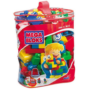 Конструктор. Сумка 80 дет., основные цвета (от 1 года) - Mega bloks