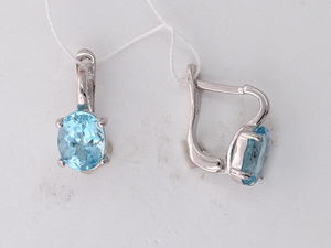 сережки из серебра 925 пробы с голубым топазом Р6С352547e  Модель:  R6C352547e