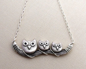 Owl family necklace