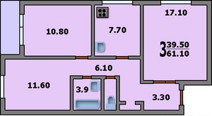 3-х комнатная квартира