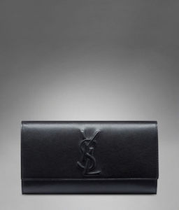 Large YSL Clutch in Black Leather