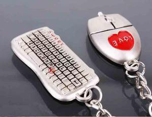 New Keyboard and Mouse Key ring Keychain Set Great Gift