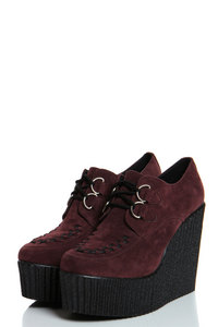 Riya Bordo Wedge Suedette Creeper