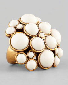 Oscar de la Renta Pave Cabochon Ring, White