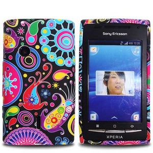 FOR SONY ERICSSON XPERIA X8 COLORFUL JELLY FISH SERIES BLACK GEL SOFT CASE COVER