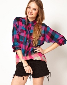 Minkpink Raylene Checked Shirt In Dip Dye