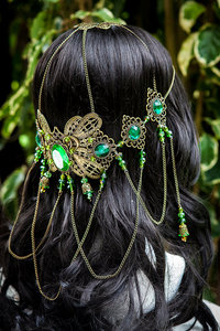 Beautiful handmade one of a kind emerald green coloured butterfly goddess circlet crown.