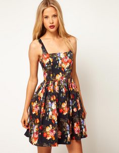 ASOS Skater Dress In Photographic Floral Print