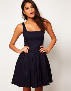 ASOS Skater Dress In Cotton Sateen With Square Neck