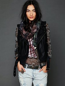 Sleeveless leather biker vest