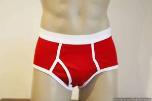 American Apparel Rib Brief red white