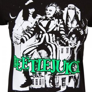 Womens Licensed Retro Beetlejuice Movie T Shirt Black NEW Tim Burton 80s