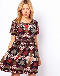 ASOS Smock Dress In Diamond Star Print