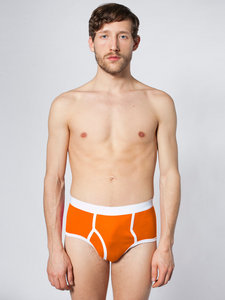 American Apparel Baby Rib Brief Bright Orange T / White