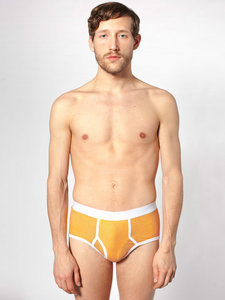 American Apparel Baby Rib Brief Heather Gold / White