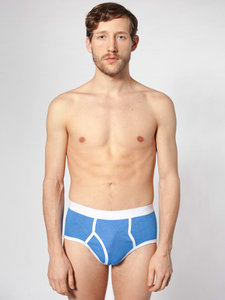 American Apparel Baby Rib Brief Heather Lake Blue / White