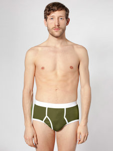 American Apparel Baby Rib Brief Olive / White