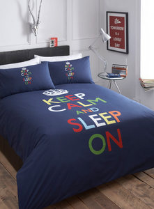 Blue Keep Calm Sleep Bedding Set