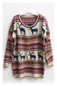 Nordic Print Oversized Knitted Jumper