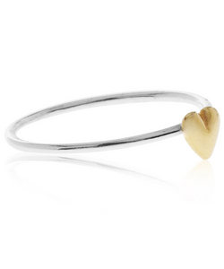 ALEX MONROE: STERLING SILVER GOLD HEART RING