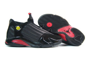 Womens Nike Air Jordan XIV Leather and Suede - Red/Black 58882