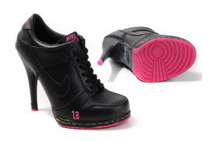 Women Black And Pink Nike Dunk Low Heels 98569