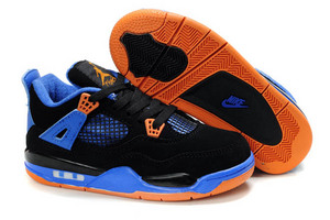 Jordan 4 -Cavs Black/Blue/Orange boys Kids Retro Sneaker 57099