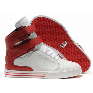 men's supra tk society high tops white red leather shoes 26183