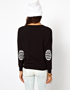 ASOS Jumper With Striped Elbow Patches