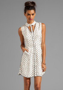 HARLYN Peek-A-Boo Button Down Dress in Coral Dot Floral