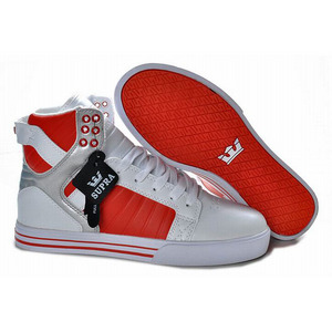 New Supra Skytop High Tops White Red Sliver Men Shoes