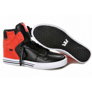 mens black red white men supra vaider high top footwear