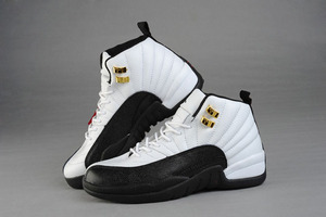 Jordan 12 Retro Female Shoes - Black/White Color - Leather